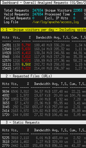 web log analyzer - goaccess